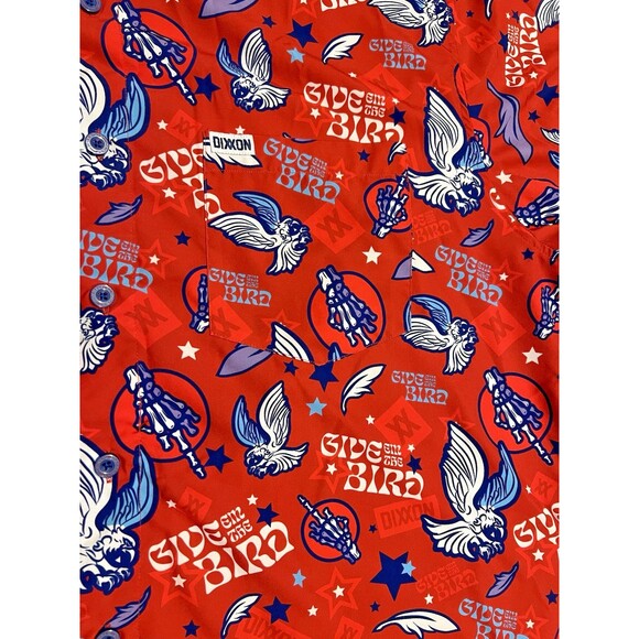 Dixxon Shirt Mens XXL Red Give Em The Bird D Lite PARTY Hawaiian eagle AOP - Picture 4 of 6